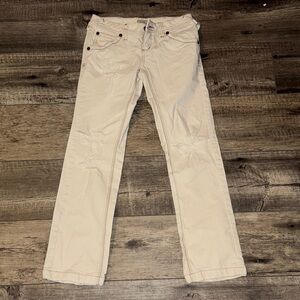 Free People Cream Distressed Pants